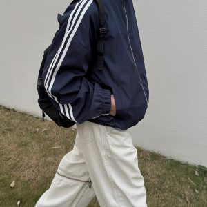 Retro Patchwork Reversible Jacket for Men and Women - Casual Three-Stripe Plaid Layering for Spring & Autumn Commuting