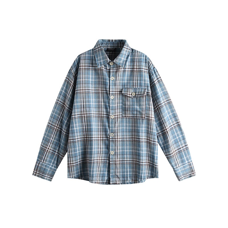 Retro Plaid Color-Blocking Long Sleeve Shirt for Men and Women - Versatile Casual Oversized Style for Early Spring Retro Plaid Color-Blocking Long Sleeve Shirt for Men and Women - Versatile Casual Oversized Style for Early Spring