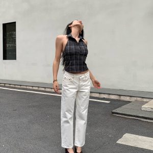 Retro Plaid Halter Polo - 5-Second Outfit Emergency Kit, Slimming Design for Effortless Style, Perfect for Y2K Fashion Lovers