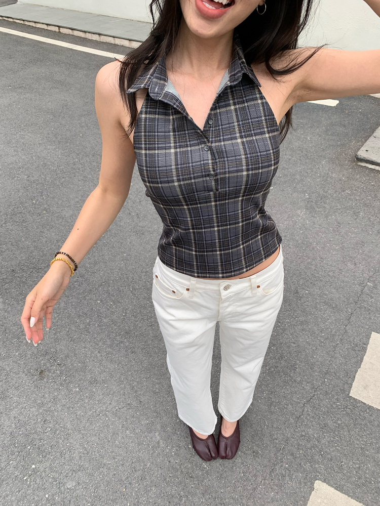Retro Plaid Halter Polo - 5-Second Outfit Emergency Kit, Slimming Design for Effortless Style, Perfect for Y2K Fashion Lovers Retro Plaid Halter Polo - 5-Second Outfit Emergency Kit, Slimming Design for Effortless Style, Perfect for Y2K Fashion Lovers