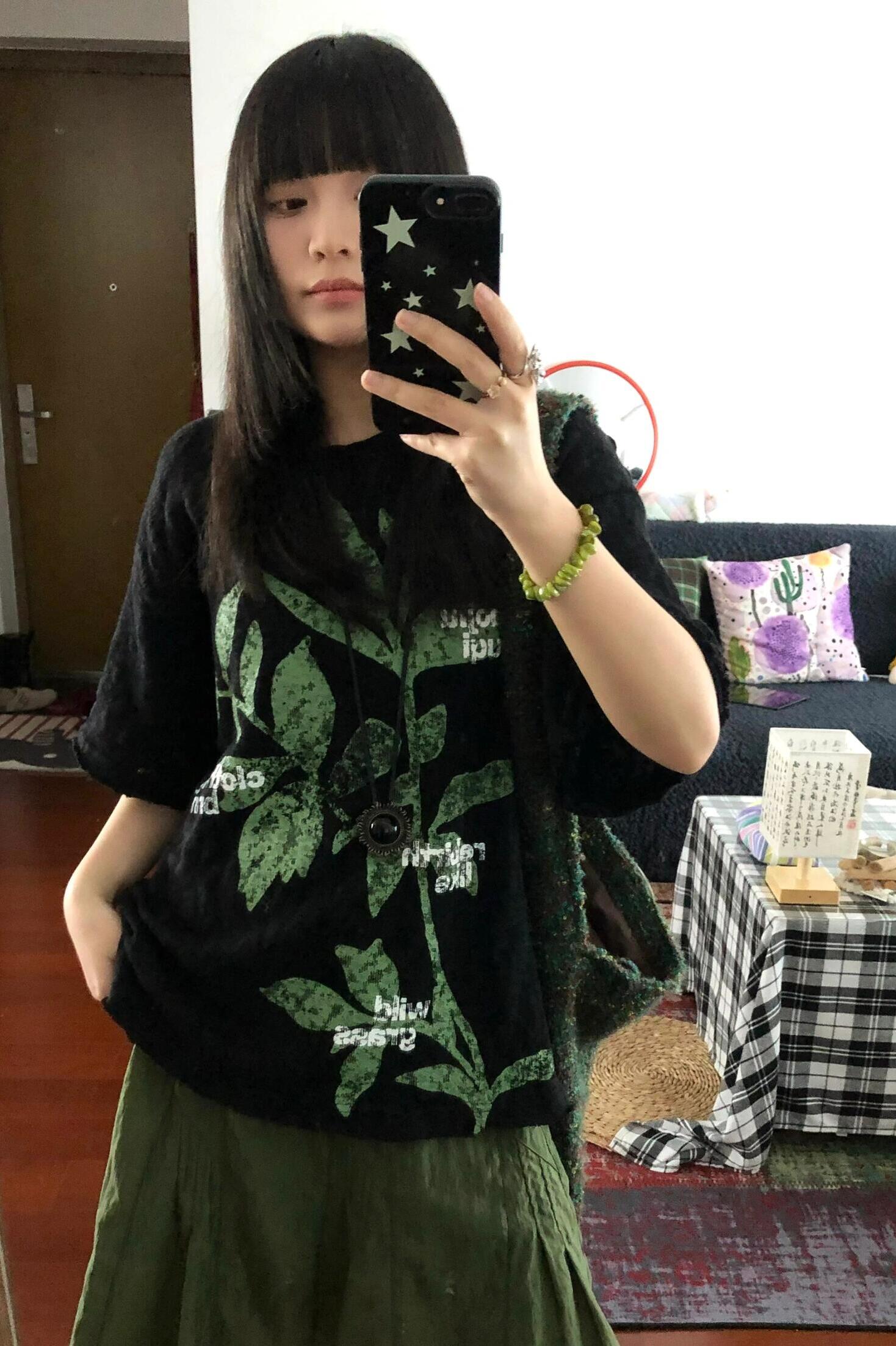 Retro Plant-Themed Korean Style Casual Loose Fit Cotton Summer Short Sleeve T-Shirt Retro Plant-Themed Korean Style Casual Loose Fit Cotton Summer Short Sleeve T-Shirt