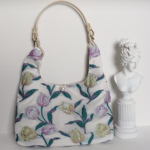 Retro Purple Floral Tulip Tote Bag for Women - Large Capacity Summer Commuter Bag, Fashionable Versatile Y2K Style