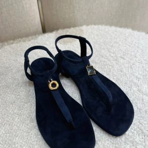 Retro Sheepskin Flat Sandals with Metal Buckle, One-Strap Toe Post Roman Beach Flip-Flops for Women - Versatile Summer Footwear