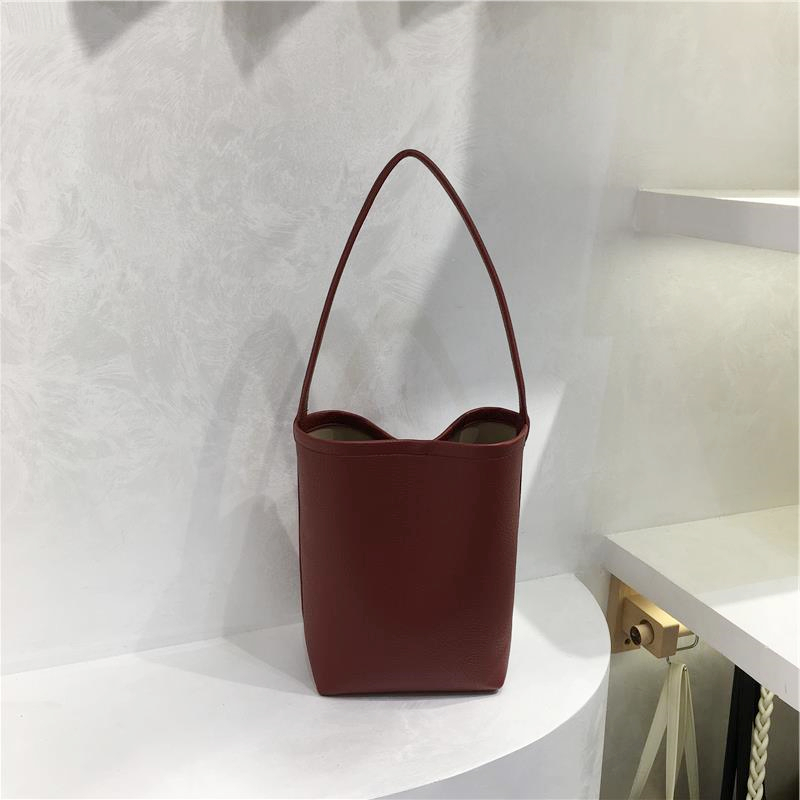 Retro Solid Color Versatile Tote Bag for Commuting - Lazy Style Underarm Bucket Bag for 2024 Fashion Retro Solid Color Versatile Tote Bag for Commuting - Lazy Style Underarm Bucket Bag for 2024 Fashion