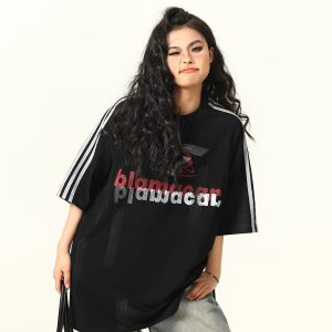 Retro Street Graffiti Letter Short-Sleeve T-Shirt for Men and Women, Loose Fit High Street Trendy Top, 90s Inspired Fashion