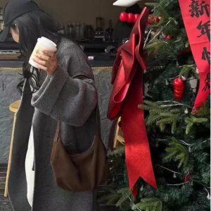 Retro Suede Tote Bag for Women - 2025 Autumn Winter Versatile Shoulder Dumpling Bag, Stylish Underarm Accessory