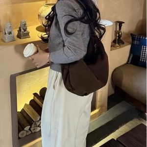 Retro Suede Tote Bag for Women - 2025 Autumn Winter Versatile Shoulder Dumpling Bag, Stylish Underarm Accessory