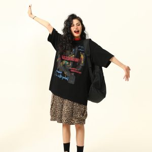 Retro Tie-Dye Letter Design Short-Sleeve T-Shirt for Men and Women - Summer Trendy American Streetwear