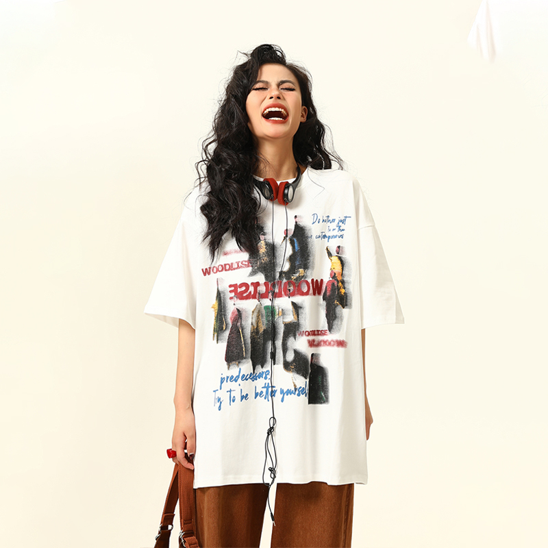 Retro Tie-Dye Letter Design Short-Sleeve T-Shirt for Men and Women - Summer Trendy American Streetwear