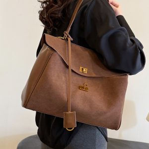 Retro Tote Bag for Women, Large Capacity Commuter Shoulder Bag, Sweet and Cool Travel Handbag, Stylish Everyday Tote