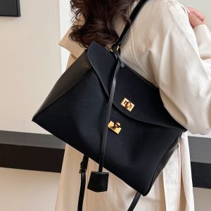 Retro Tote Bag for Women, Large Capacity Commuter Shoulder Bag, Sweet and Cool Travel Handbag, Stylish Everyday Tote