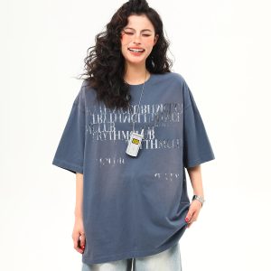 Retro Vintage Letter Print Short Sleeve T-Shirt for Women - Trendy American Style Summer Tee