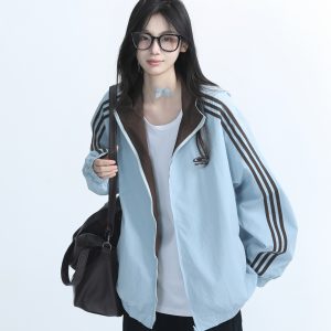 Reversible Brown Jacket for Women - American Retro Style, Loose Fit, Autumn Trend, Casual Layering Essential