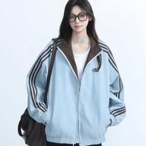 Reversible Brown Jacket for Women - American Retro Style, Loose Fit, Autumn Trend, Casual Layering Essential