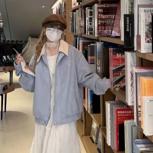 Reversible Suede Baseball Jacket for Couples - Spring 90s American Hip-Hop Embroidered Trendy Style