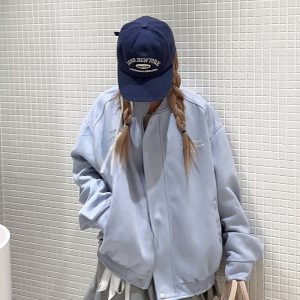 Reversible Suede Baseball Jacket for Couples - Spring 90s American Hip-Hop Embroidered Trendy Style