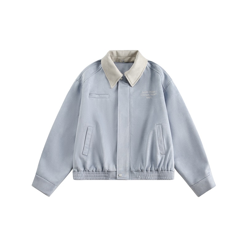 Reversible Suede Baseball Jacket for Couples - Spring 90s American Hip-Hop Embroidered Trendy Style