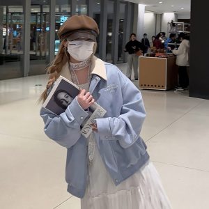 Reversible Suede Baseball Jacket for Couples - Spring 90s American Hip-Hop Embroidered Trendy Style