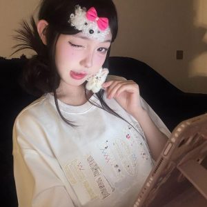 Round Neck Short Sleeve T-Shirt for Women - Heavyweight Casual Top with Letter Embroidery - Summer Loose Fit American Style