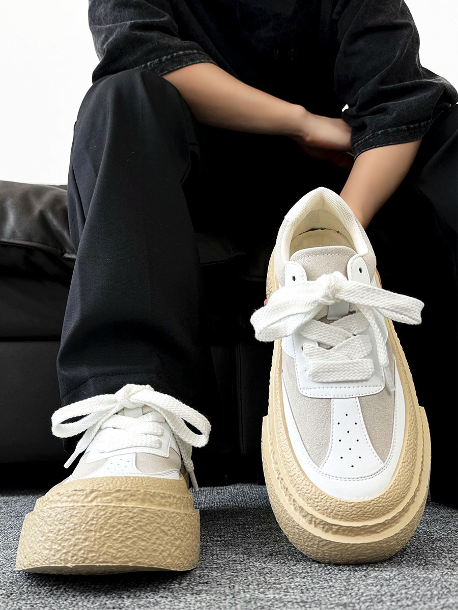 Round-Toe Thick-Soled Canvas Shoes for Teenagers - Height-Increasing White Platform Biscuit Shoes in Korean Style Round-Toe Thick-Soled Canvas Shoes for Teenagers - Height-Increasing White Platform Biscuit Shoes in Korean Style