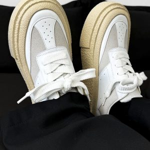 Round-Toe Thick-Soled Canvas Shoes for Teenagers - Height-Increasing White Platform Biscuit Shoes in Korean Style