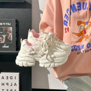 Sakura Pink Butterfly Dad Shoes for Women - 2025 New Style Mesh Breathable Sports Shoes with Height Increase - Trendy Casual Footwear