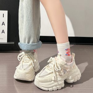 Sakura Pink Butterfly Dad Shoes for Women - 2025 New Style Mesh Breathable Sports Shoes with Height Increase - Trendy Casual Footwear