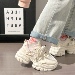 Sakura Pink Butterfly Dad Shoes for Women - 2025 New Style Mesh Breathable Sports Shoes with Height Increase - Trendy Casual Footwear