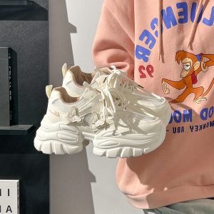 Sakura Pink Butterfly Dad Shoes for Women - 2025 New Style Mesh Breathable Sports Shoes with Height Increase - Trendy Casual Footwear