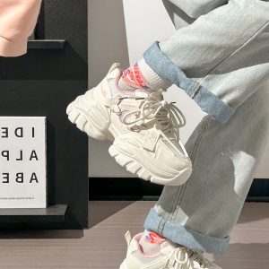 Sakura Pink Butterfly Dad Shoes for Women - 2025 New Style Mesh Breathable Sports Shoes with Height Increase - Trendy Casual Footwear