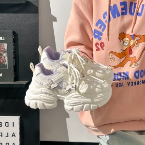 Sakura Pink Butterfly Dad Shoes for Women - 2025 New Style Mesh Breathable Sports Shoes with Height Increase - Trendy Casual Footwear