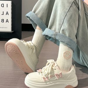 Sakura Pink Butterfly Sneakers for Women - 2025 Summer Euro Style Versatile Big Toe Shoes, Trendy & Hot Selling Footwear