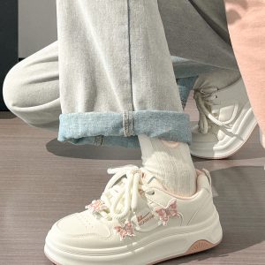 Sakura Pink Butterfly Sneakers for Women - 2025 Summer Euro Style Versatile Big Toe Shoes, Trendy & Hot Selling Footwear