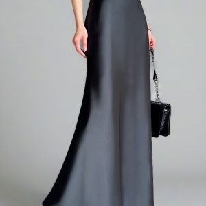 Satin Mermaid Floor-Length A-Line Skirt for Women - Summer High-End Acetate Dress with Elegant Temperament