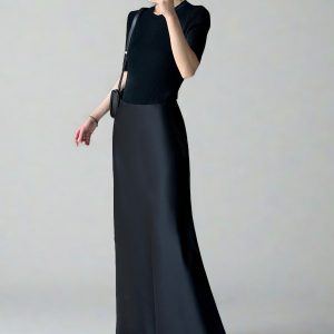 Satin Mermaid Floor-Length A-Line Skirt for Women - Summer High-End Acetate Dress with Elegant Temperament