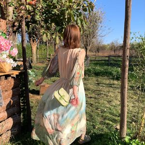 Sea Orange Sanctuary Tie-Dye Beaded Off-Shoulder Maxi Dress - Women's Bohemian Spring Style, Vintage-Inspired, Perfect for 90s Y2K Looks