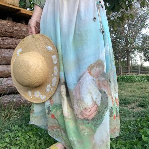 Sea Orange Sanctuary Tie-Dye Beaded Off-Shoulder Maxi Dress - Women's Bohemian Spring Style, Vintage-Inspired, Perfect for 90s Y2K Looks