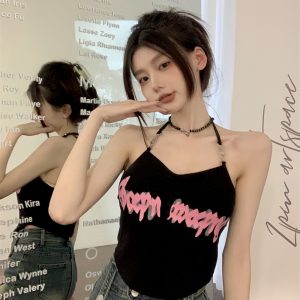 Sexy Halter Neck Tank Top and Cardigan Two-Piece Set for Women, Summer Crop Top with Short Sleeves, European and American Style