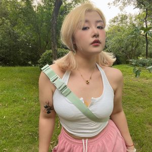 Sexy Halter Sleeveless Slim Fit Camisole Top - Spring/Summer Hot Girl Style, Trendy and Fashionable for Y2K and 90s Vibes