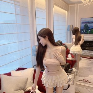 Sexy Slim Double-Breasted Knitted Camisole Top for Women - Luna Lona Small Fragrant Wind Style