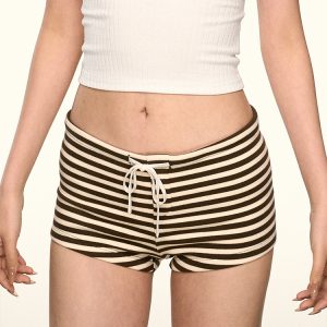 Sexy Striped Low-Waist Ultra-Short Shorts for Women - Summer Body-Hugging Hot Pants in American Style