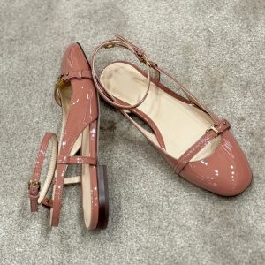 Sheepskin French Round Toe One-Strap Flat Shoes for Women - Gentle Style Ballet Sandals with Open Back and Closed Toe