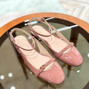 Sheepskin French Round Toe One-Strap Flat Shoes for Women - Gentle Style Ballet Sandals with Open Back and Closed Toe