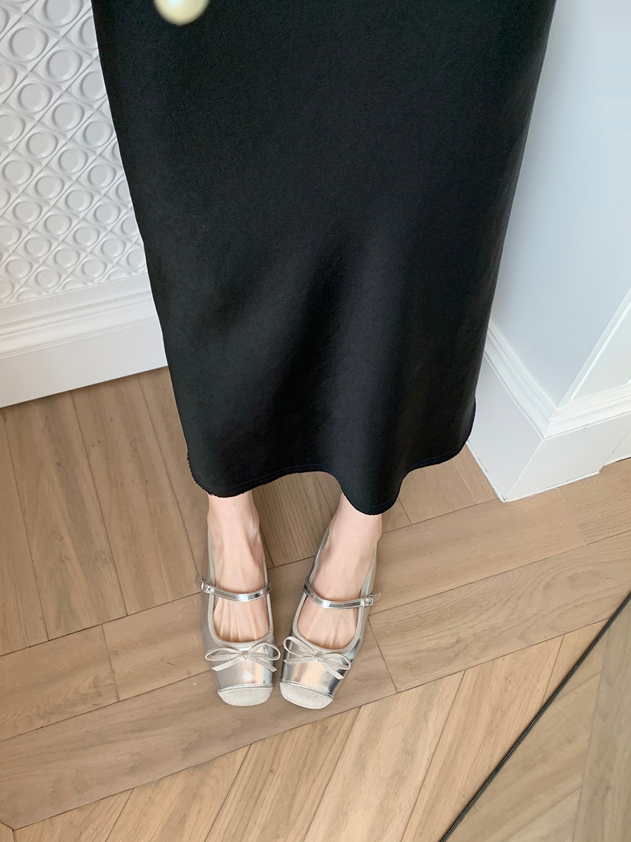 Sheepskin Silver Bow Ballet Shoes for Women – Summer One-Strap Half Slippers, Height-Increasing Shallow Mouth Flats Sheepskin Silver Bow Ballet Shoes for Women – Summer One-Strap Half Slippers, Height-Increasing Shallow Mouth Flats