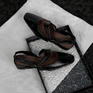 Sheepskin Silver Square-Toe Backless Sandals for Women - Chunky Heel, Two-Way Summer Slippers, Trendy Footwear