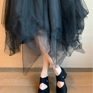 Sheepskin Square-Toed Ballet Shoes for Women, Cross-Strap Pig-Nose Retro Flat Chunky Heel Loafers