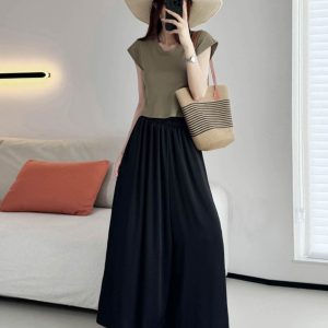 Sheer Chiffon Wide-Leg Pants - Lightweight, Slimming Effect, Wrinkle-Resistant, Cool Summer White with Pockets