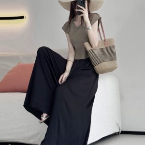 Sheer Chiffon Wide-Leg Pants - Lightweight, Slimming Effect, Wrinkle-Resistant, Cool Summer White with Pockets