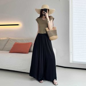 Sheer Chiffon Wide-Leg Pants - Lightweight, Slimming Effect, Wrinkle-Resistant, Cool Summer White with Pockets