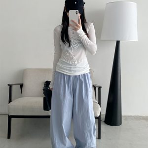 Sheer Long-Sleeve T-Shirt for Women, 3D Foam Printed Sun Grapefruit Design, Summer Versatile Slim-Fit Sun Protection Top